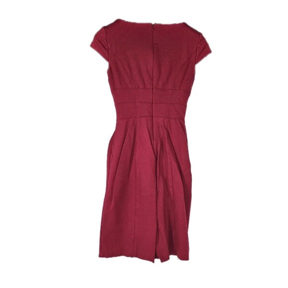 White House Black Market Sheath Dress Size 0 Burgundy Maroon Cap Sleeve EUC - Picture 3 of 8